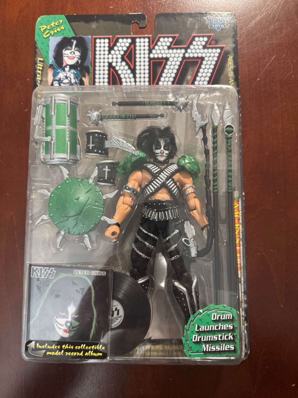 NIB KISS Peter Criss Action Figure — Black, Green & Silver Stage Gear